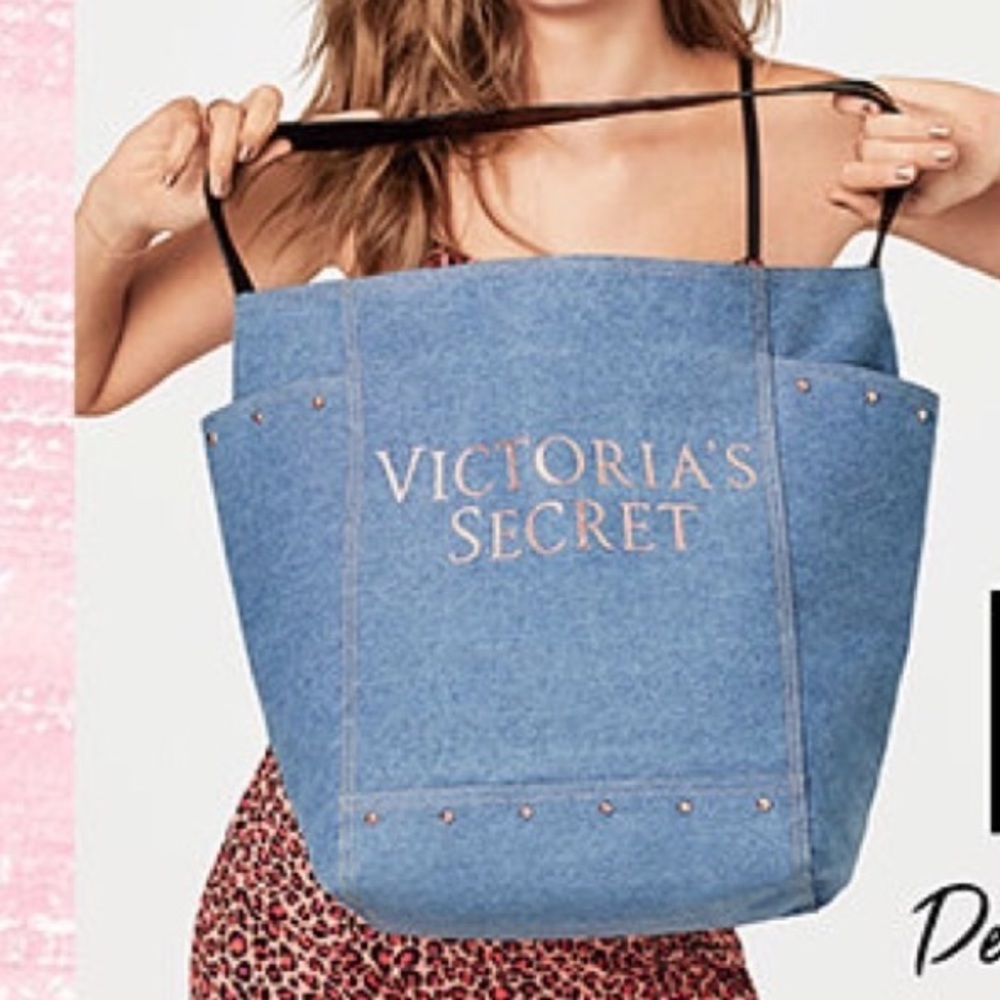 NEW✨ Victoria's Secret VS Denim Studded Tote Bag
